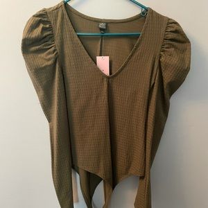 NWT target dark green bodysuit with puff sleeves